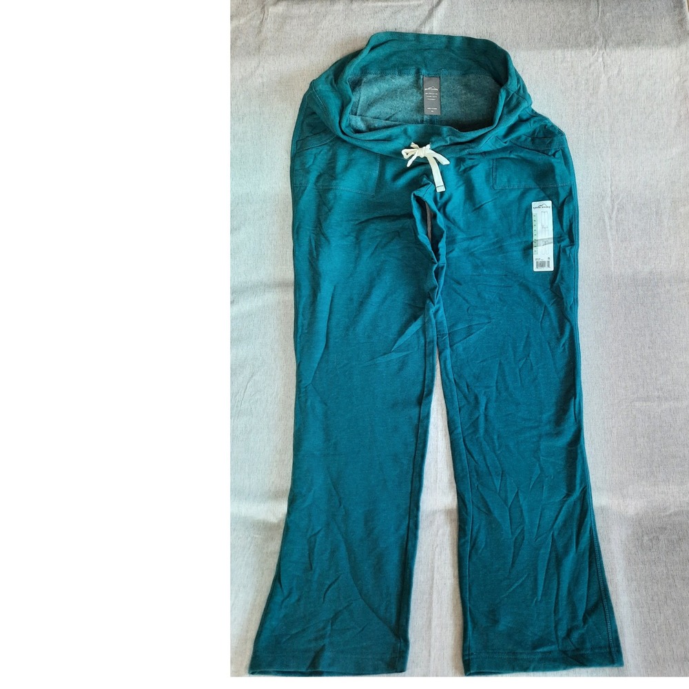 Eddie Bauer Women XL Cabin Fleece Flare Pants Drawstring Elastic Waist Dark Teal